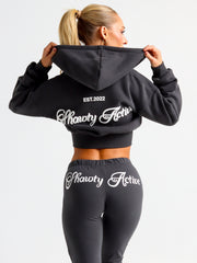Shawty Spell Out Cropped Jacket#colour_charcoal